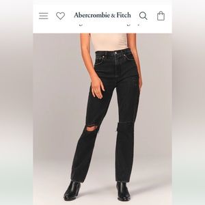 Abercrombie Ultra High Rise 90’s Straight Jean in Distressed Black